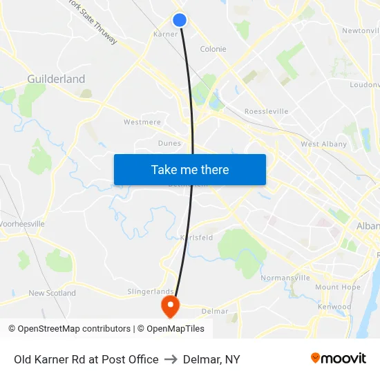 Old Karner Rd at Post Office to Delmar, NY map
