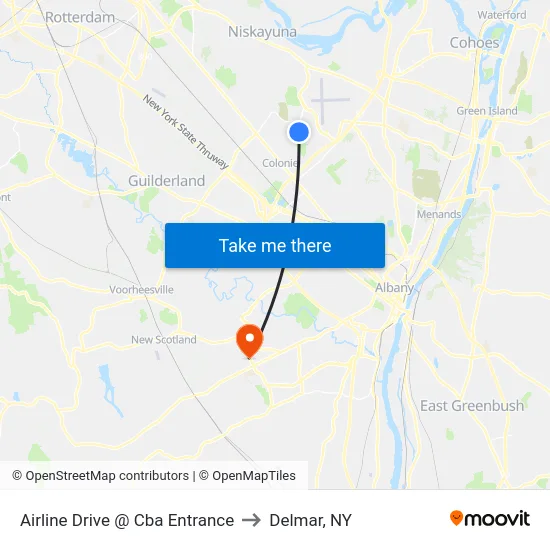 Airline Drive @ Cba Entrance to Delmar, NY map