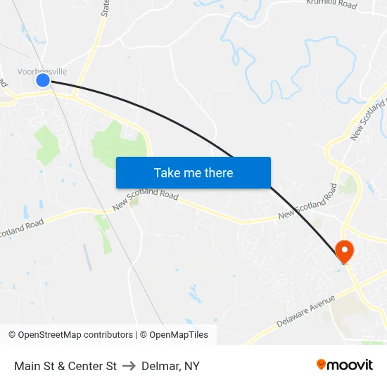 Main St & Center St to Delmar, NY map