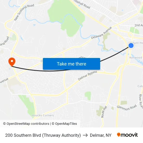 200 Southern Blvd (Thruway Authority) to Delmar, NY map