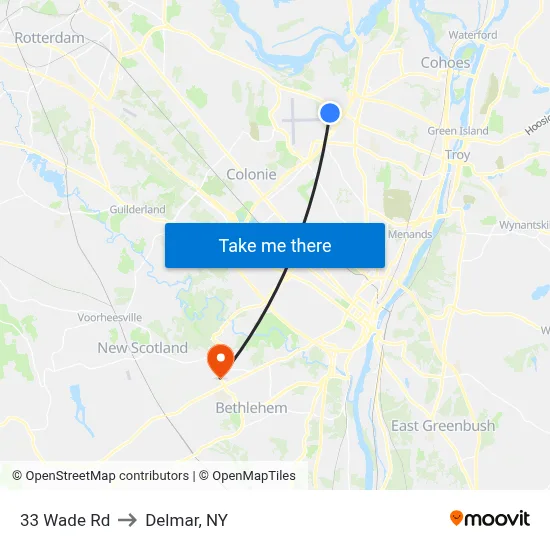 33 Wade Rd to Delmar, NY map
