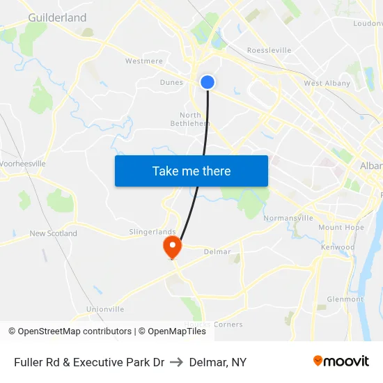 Fuller Rd & Executive Park Dr to Delmar, NY map