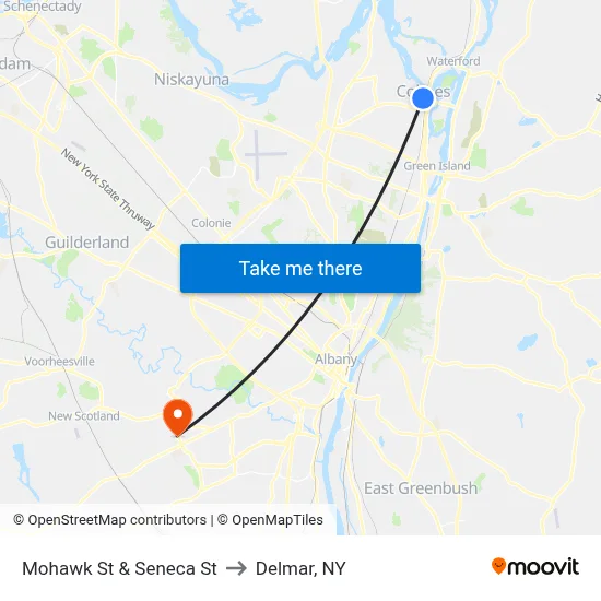 Mohawk St & Seneca St to Delmar, NY map