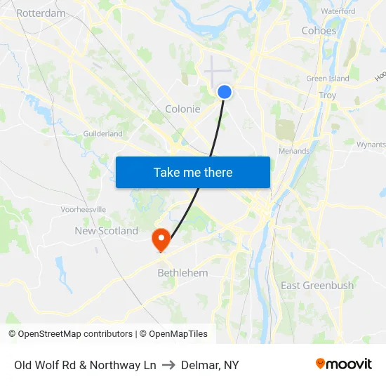 Old Wolf Rd & Northway Ln to Delmar, NY map