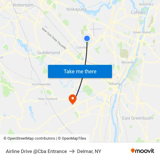Airline Drive @Cba Entrance to Delmar, NY map