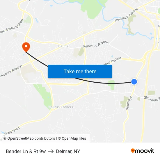 Bender Ln & Rt 9w to Delmar, NY map