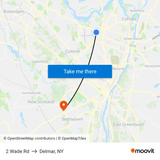 2 Wade Rd to Delmar, NY map
