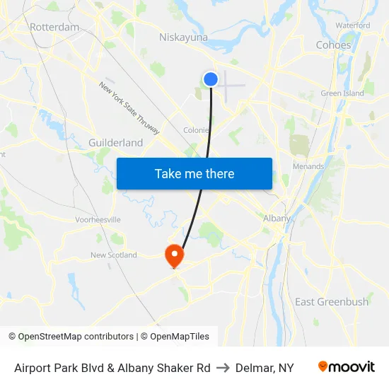 Airport Park Blvd & Albany Shaker Rd to Delmar, NY map
