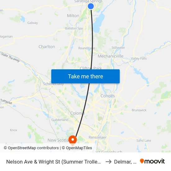 Nelson Ave & Wright St (Summer Trolley Only) to Delmar, NY map