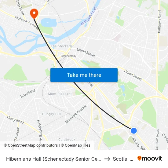 Hibernians Hall (Schenectady Senior Center) to Scotia, NY map