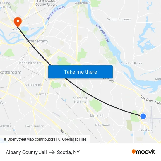 Albany County Jail to Scotia, NY map
