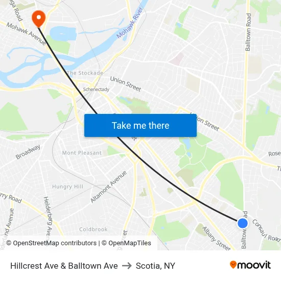 Hillcrest Ave & Balltown Ave to Scotia, NY map