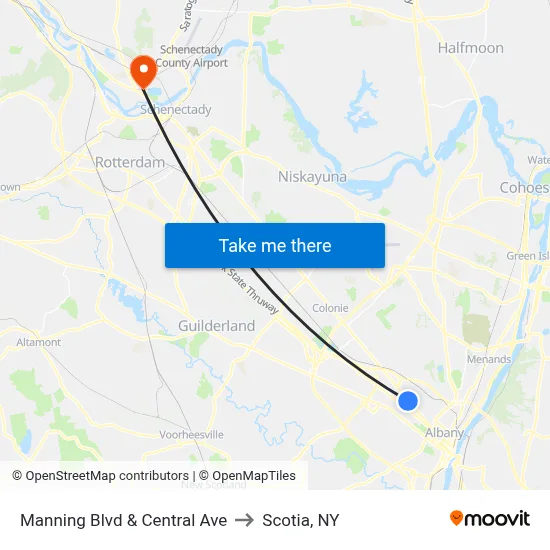 Manning Blvd & Central Ave to Scotia, NY map