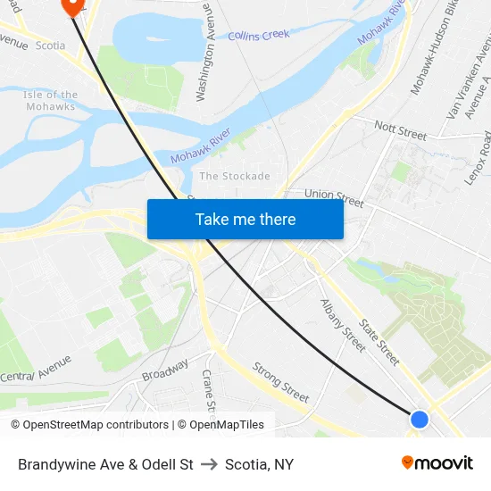 Brandywine Ave & Odell St to Scotia, NY map