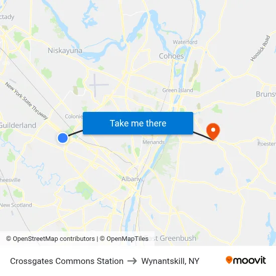Crossgates Commons Station to Wynantskill, NY map