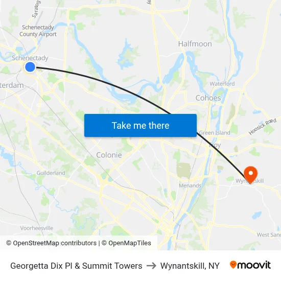 Georgetta Dix Pl & Summit Towers to Wynantskill, NY map