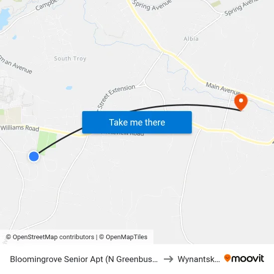 Bloomingrove Senior Apt (N Greenbush Shopping Bus) to Wynantskill, NY map