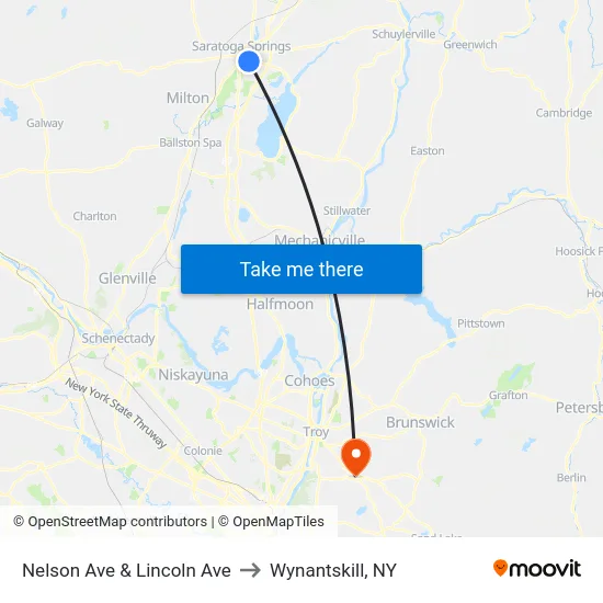 Nelson Ave & Lincoln Ave to Wynantskill, NY map