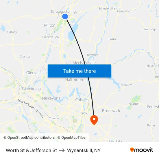 Worth St & Jefferson St to Wynantskill, NY map