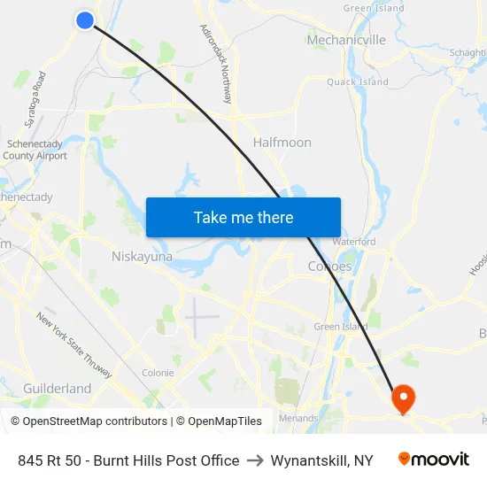 845 Rt 50 - Burnt Hills Post Office to Wynantskill, NY map