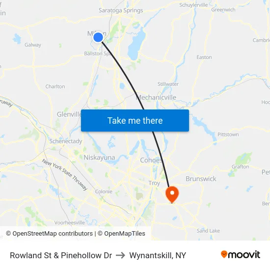 Rowland St & Pinehollow Dr to Wynantskill, NY map