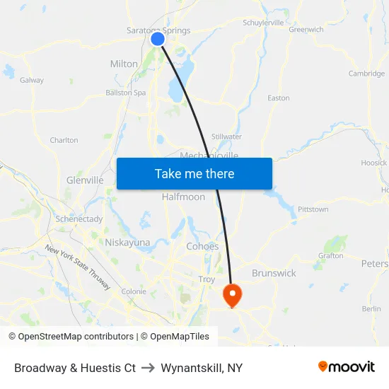 Broadway & Huestis Ct to Wynantskill, NY map