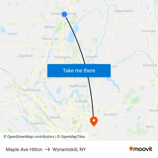 Maple Ave Hilton to Wynantskill, NY map