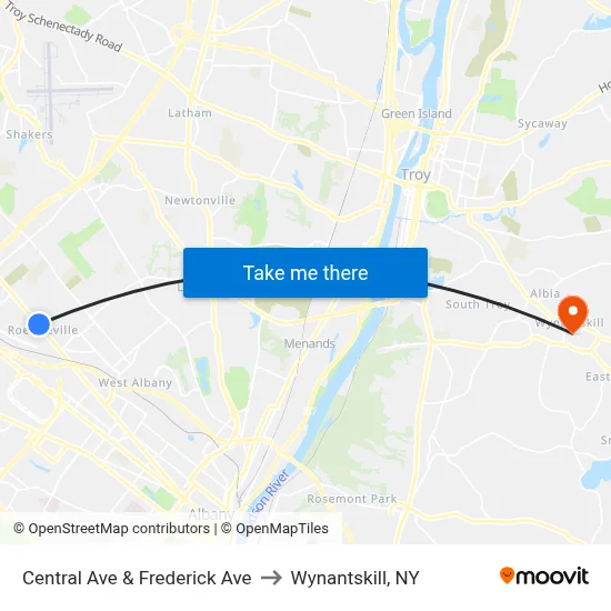 Central Ave & Frederick Ave to Wynantskill, NY map