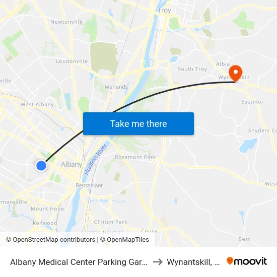 Albany Medical Center Parking Garage to Wynantskill, NY map