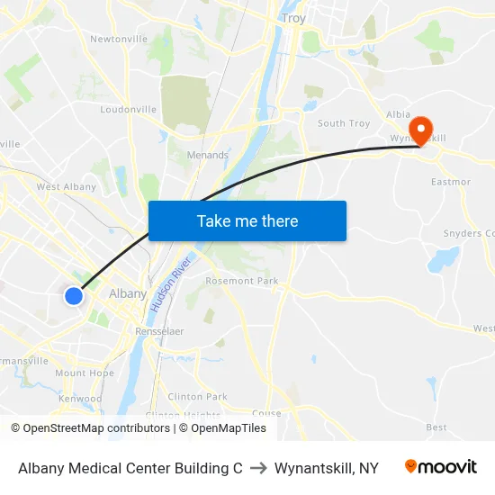 Albany Medical Center Building C to Wynantskill, NY map