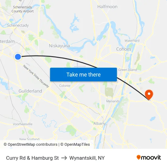 Curry Rd & Hamburg St to Wynantskill, NY map