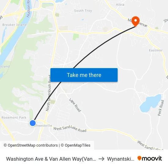 Washington Ave & Van Allen Way(Van Allen Apts.) to Wynantskill, NY map