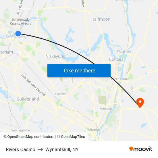 Rivers Casino to Wynantskill, NY map