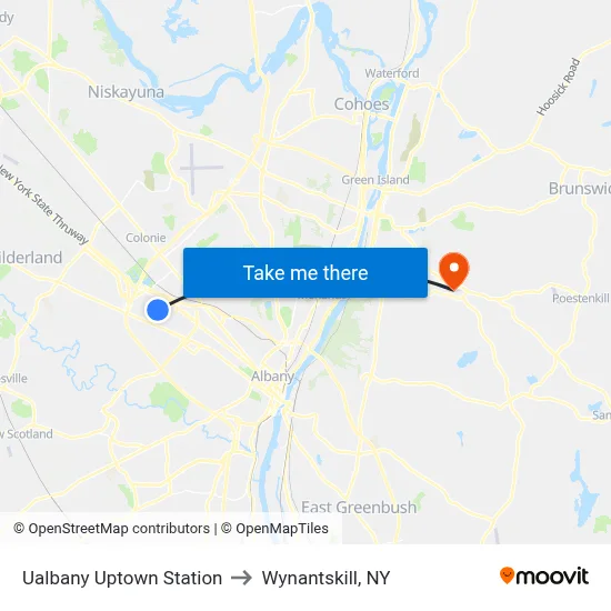 Ualbany Uptown Station to Wynantskill, NY map