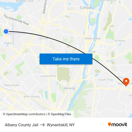 Albany County Jail to Wynantskill, NY map