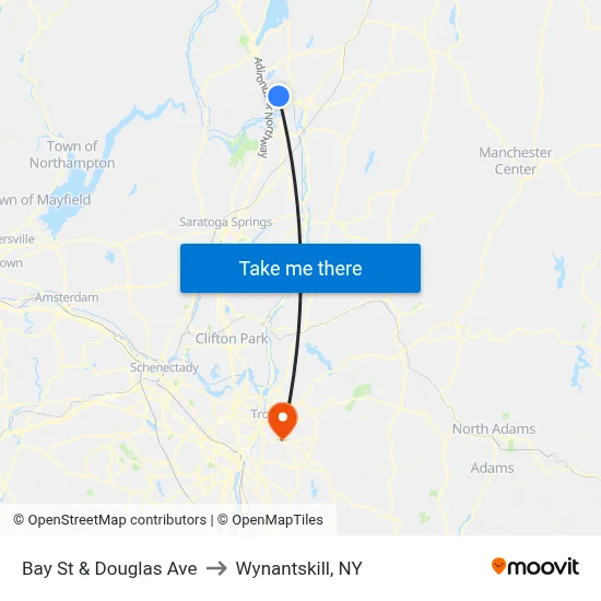 Bay St & Douglas Ave to Wynantskill, NY map