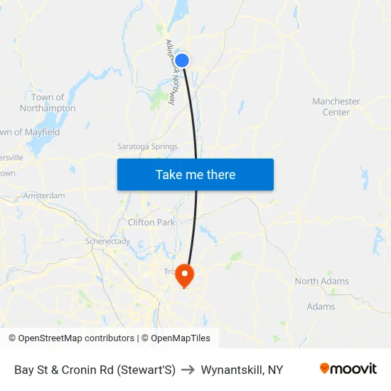 Bay St & Cronin Rd (Stewart'S) to Wynantskill, NY map