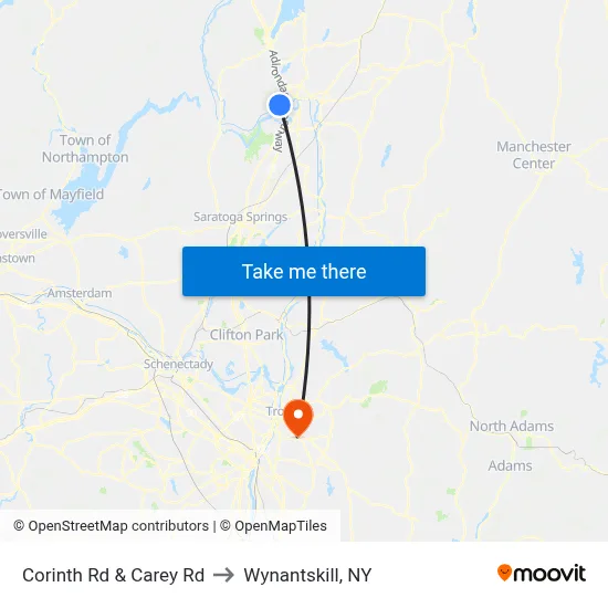 Corinth Rd & Carey Rd to Wynantskill, NY map