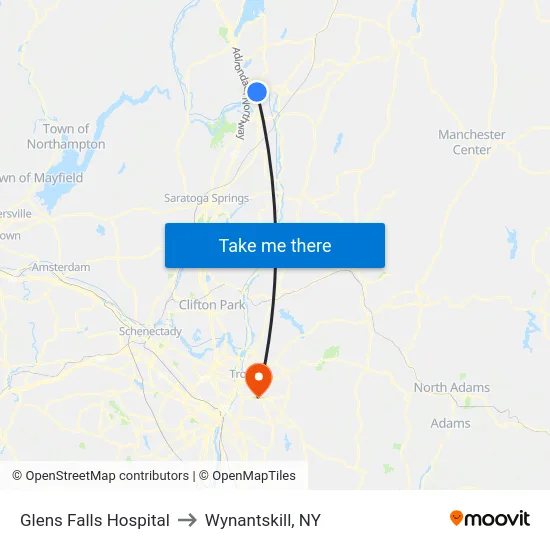 Glens Falls Hospital to Wynantskill, NY map