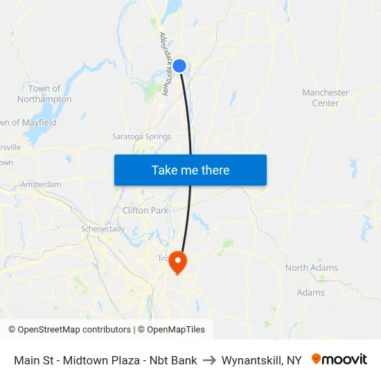 Main St - Midtown Plaza - Nbt Bank to Wynantskill, NY map