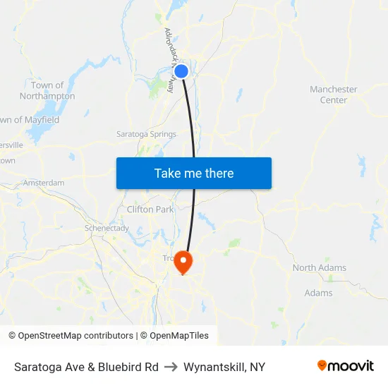 Saratoga Ave & Bluebird Rd to Wynantskill, NY map
