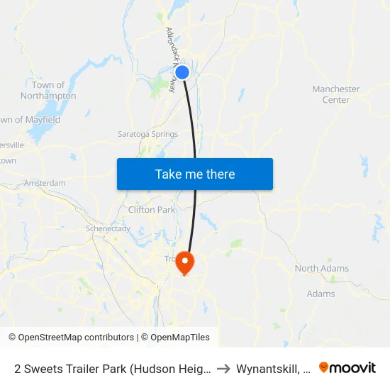 2 Sweets Trailer Park (Hudson Heights) to Wynantskill, NY map