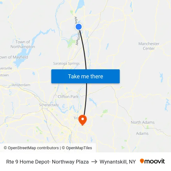 Rte 9  Home Depot- Northway Plaza to Wynantskill, NY map