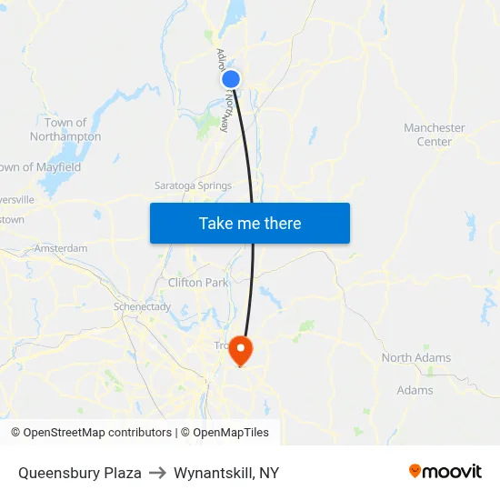 Queensbury Plaza to Wynantskill, NY map