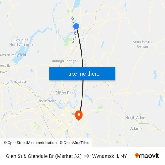 Glen St & Glendale Dr (Market 32) to Wynantskill, NY map