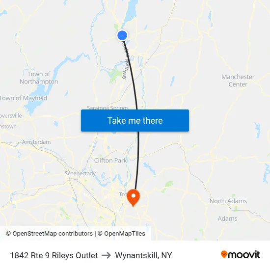 1842 Rte 9 Rileys Outlet to Wynantskill, NY map