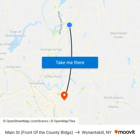 Main St (Front Of the County Bldgs) to Wynantskill, NY map