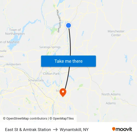 East St & Amtrak Station to Wynantskill, NY map