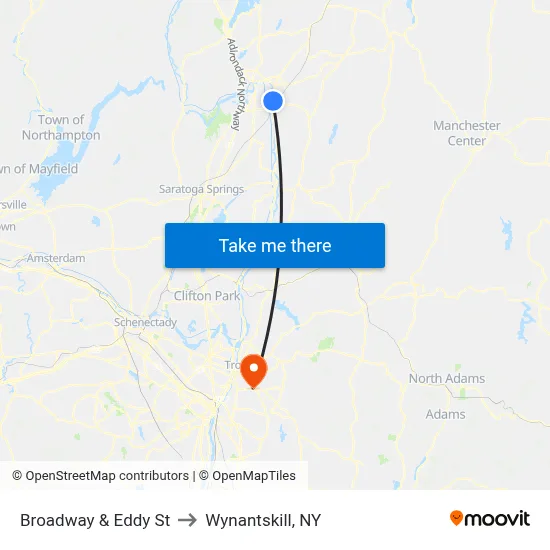 Broadway & Eddy St to Wynantskill, NY map