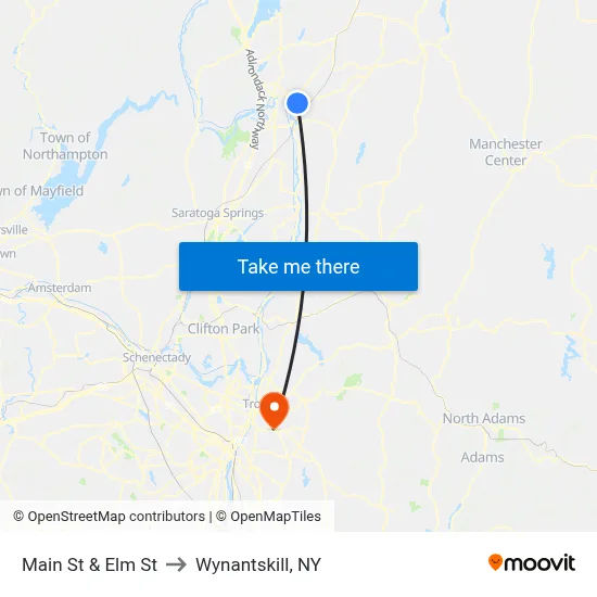 Main St & Elm St to Wynantskill, NY map